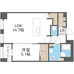 エンクレスト呉服町 13階1LDKの間取り