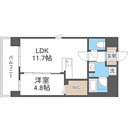 アトリオフラッツ井尻 3階1LDKの間取り
