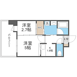 エンクレスト博多駅前ＡＲＴ 14階2Kの間取り