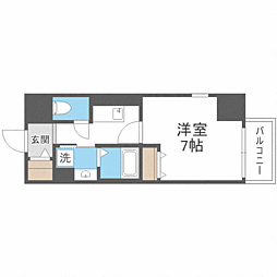 アルファレガロ大橋 12階1Kの間取り