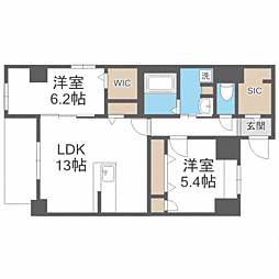 ヴィッラ　アプリーレ　西新南 9階2LDKの間取り