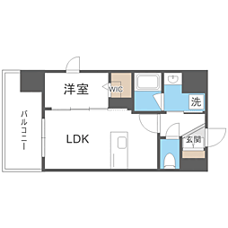 シーズンフラッツ渡辺通 1LDKの間取図画像