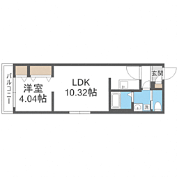 ｑｕａｄｏｒ大濠 4階1LDKの間取り