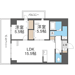 レクサスガーデン箱崎タワーズ　ＷＥＳＴ 7階2LDKの間取り