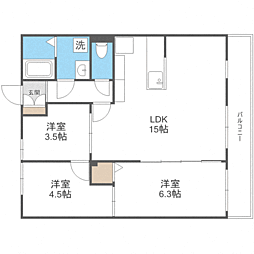 プレシャス多々良 3階3LDKの間取り