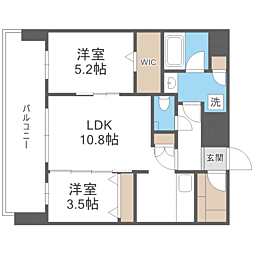 エンクレスト博多PARKSIDE 2LDKの間取図画像