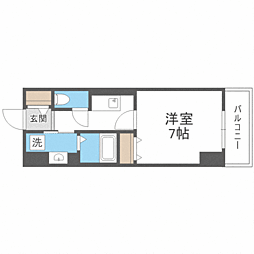 アルファレガロ大橋 8階1Kの間取り