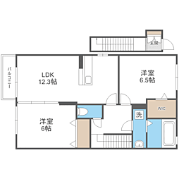 スカイフィールド 2階2LDKの間取り