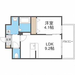 ＶＥＬＲＯＧ福岡東 7階1LDKの間取り