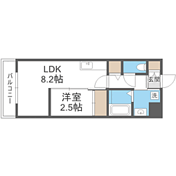 ＰＨＯＥＮＩＸ千早 2階1LDKの間取り