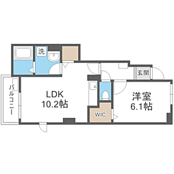ベルデュールＩＩ 1階1LDKの間取り