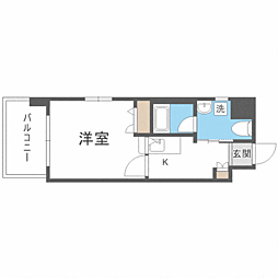 レジデンシャルヒルズ博多東 7階1Kの間取り