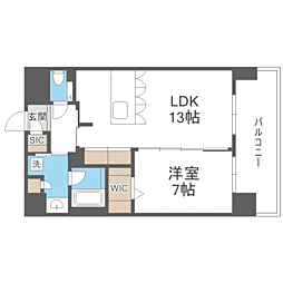 S-RESIDENCE大手門awesome 1LDKの間取図画像