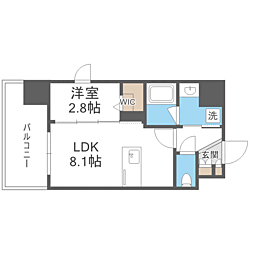 シーズンフラッツ渡辺通 1LDKの間取図画像