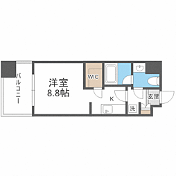 パークアクシス福岡県庁前 ワンルームの間取図画像