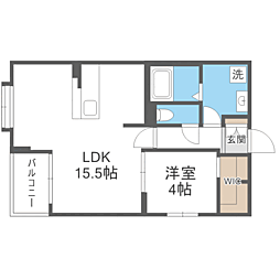 レトワール今川 1LDKの間取図画像