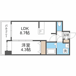 F.PARC西新 1LDKの間取図画像