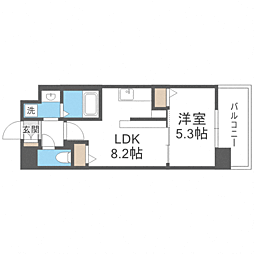 パルククレール博多 1LDKの間取図画像