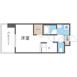 エンクレストベイ天神東2 1Kの間取図画像
