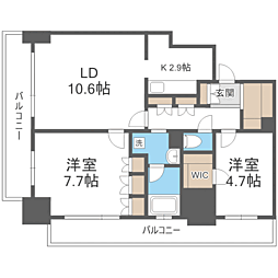 RJRプレシア吉塚駅前 2LDKの間取図画像