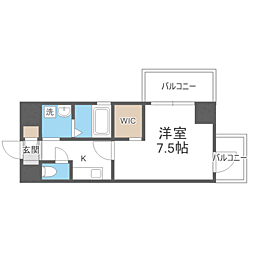 エンクレスト祇園 1Kの間取図画像