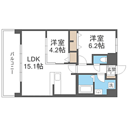 ALUNA箱崎 2LDKの間取図画像