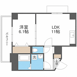 グランデゥール住吉壱番館 1LDKの間取図画像