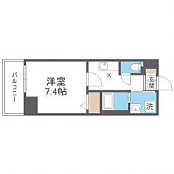 エンクレスト天神WEST 1Kの間取図画像