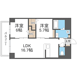 博多グランドレジデンス 2LDKの間取図画像