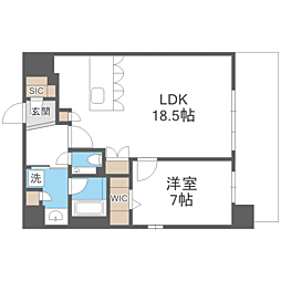 S-RESIDENCE大手門awesome 1LDKの間取図画像
