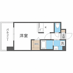 エンクレストベイ天神東2 1Kの間取図画像