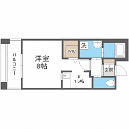 エンクレスト呉服町 1Kの間取図画像