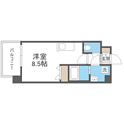 エンクレスト天神LIFE ワンルームの間取図画像