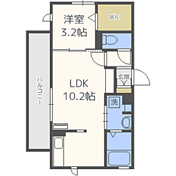 シーサーイン博多 1LDKの間取図画像
