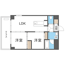 庭園レジデンス西館 2LDKの間取図画像