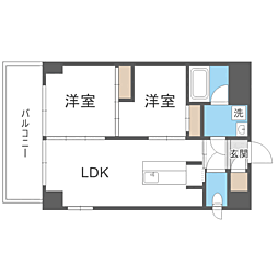 庭園レジデンス西館 2LDKの間取図画像
