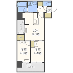 アクタス福岡県庁前グラシア 2LDKの間取図画像