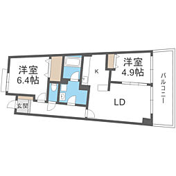 アイランドシティインフィニガーデンN棟 2LDKの間取図画像