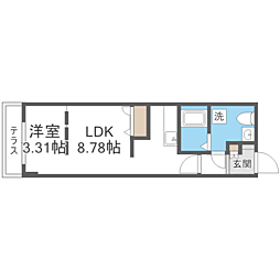 quador西新城西 1LDKの間取図画像