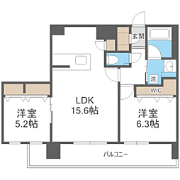 エンクレスト博多PARKSIDE 2LDKの間取図画像