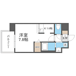 エンクレストベイ天神EAST 1Kの間取図画像