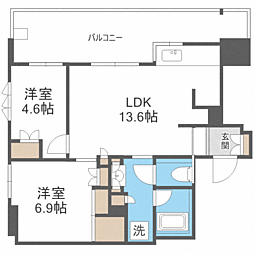 グランドメゾン薬院ザ・タワーレジデンス 2LDKの間取図画像