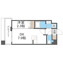 エンクレスト天神PORT 1DKの間取図画像