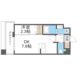 エンクレスト天神PORT 1DKの間取図画像
