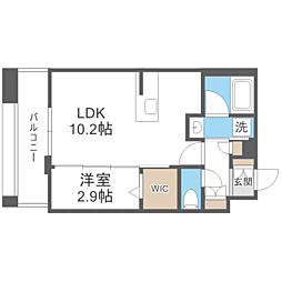 エンクレスト天神PORT 1LDKの間取図画像