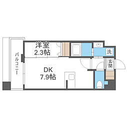 エンクレスト天神PORT 1DKの間取図画像
