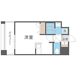 エンクレスト天神PORT ワンルームの間取図画像