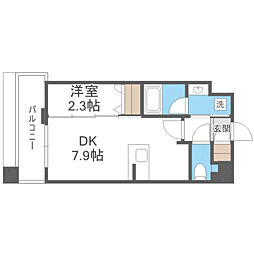 エンクレスト天神PORT 1DKの間取図画像
