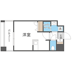 エンクレスト天神PORT ワンルームの間取図画像