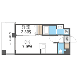 エンクレスト天神PORT 1DKの間取図画像